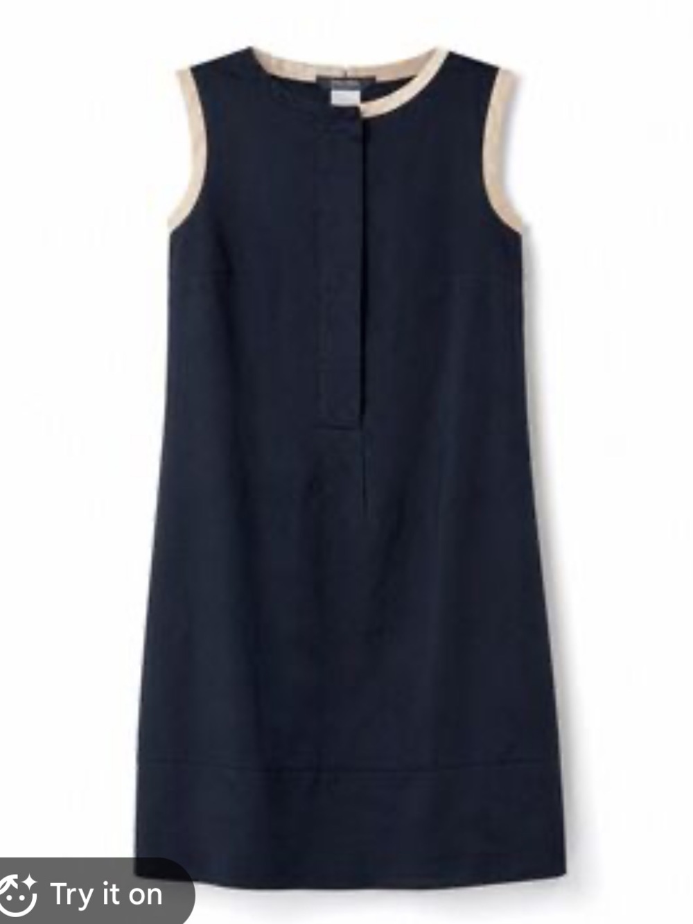 MaxMara Navy Sleeveless Shift Dress with Cream Trim | 4
